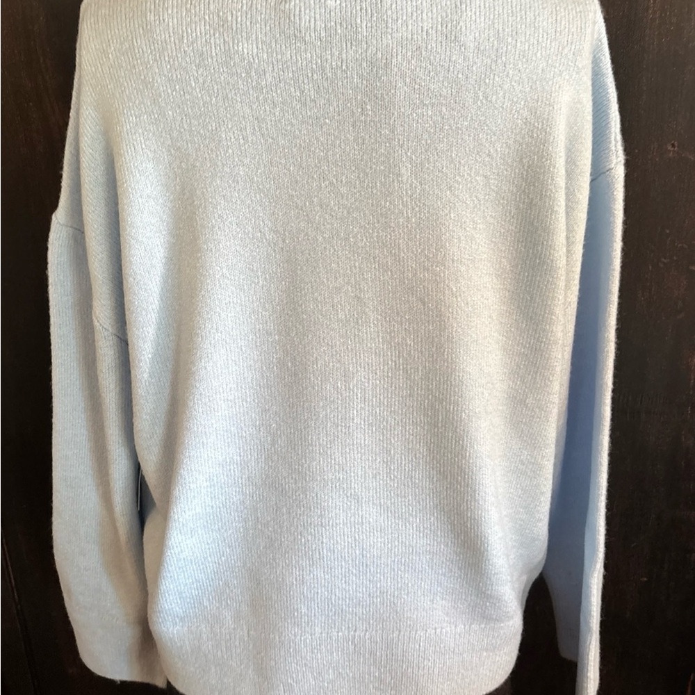Anthropologie POODLE Maeve DOG ICON sweater light blue crew neck Pullover M NWT - Picture 12 of 14